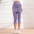 thumbnail image 5 of qolati Skirted Leggings for Women Tennis Golf Skorts Capris Pickleball Clothing Outfits Gym Yoga Legging with Side Adjustable Drawstring, 5 of 9