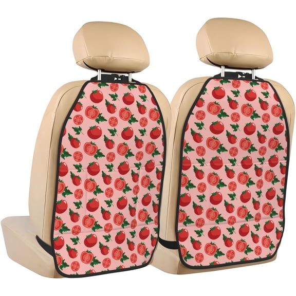 Xecao Tomatoes Pattern Car Seat Back Protector 2 Pack Large Capacity Pocket, Kick Mats Back Seat Protector