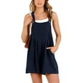 thumbnail image 2 of lulshou Jumpsuits for Women, Women's Sleeveless Solid Overalls Summer Casual Strap Loose Short Bib Jumpsuit Rompers Women's Jumpsuits, Rompers & Overalls, Navy XXL, 2 of 9