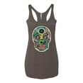 thumbnail image 2 of Day Of The Dead Calavera Skull Colorful Trippy | Womens Pop Culture Premium Tri-Blend Racerback Tank Top, Brown, Medium, 2 of 4