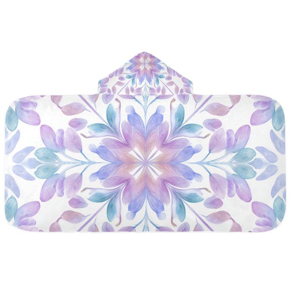 Symmetrical Floral Pattern with Gardient Color Kids' Hooded Towel Wrap Bath Towels Bath Cape Bathrobe Unisex 50" x 23.5"