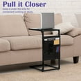 thumbnail image 6 of C Shaped End Table, Set of 2 Slide Under Sofa Side Table with Storage Bag, TV Tray for Living Room Bedroom, Couch Table Small Side Table for Couch Recliner Black, 6 of 10