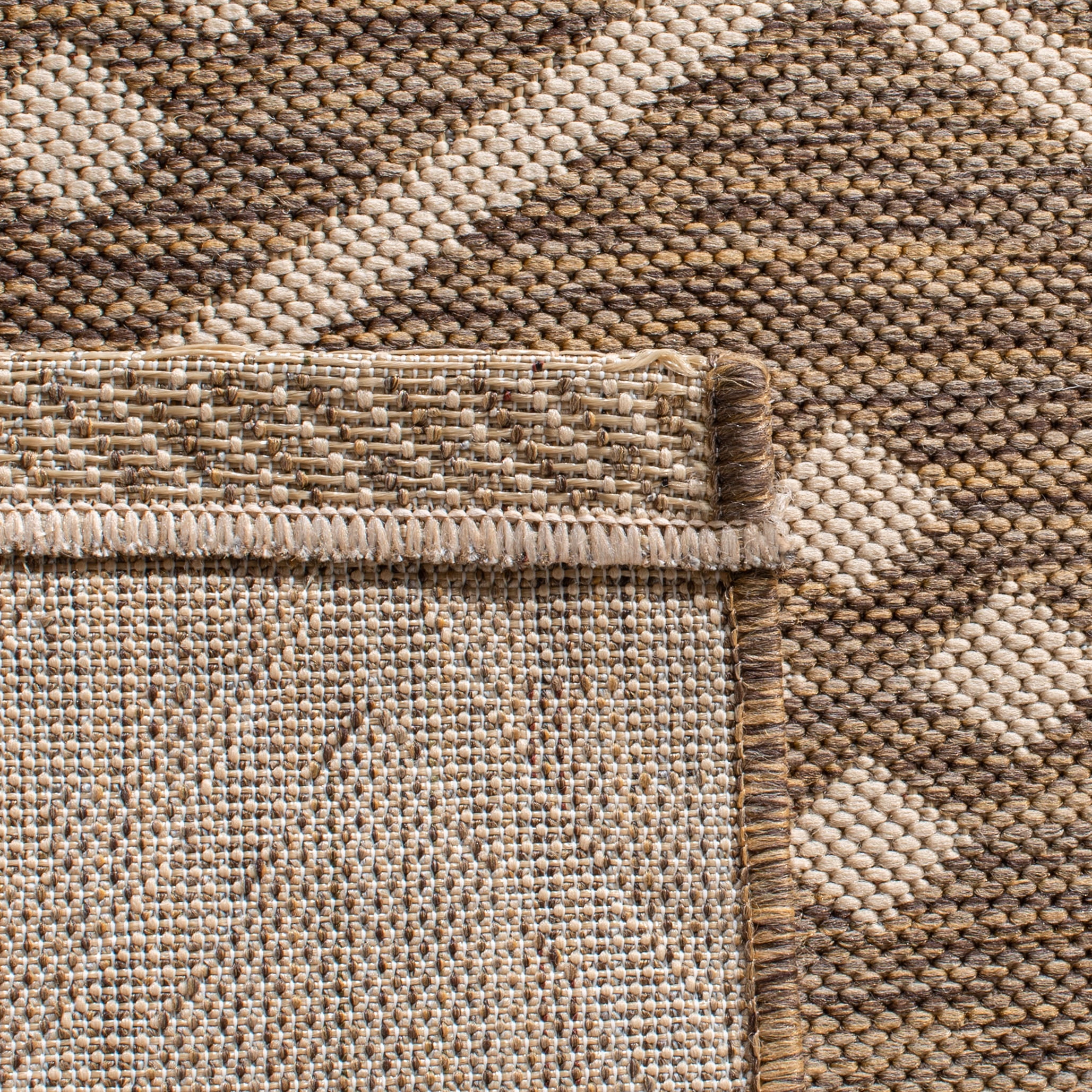 SAFAVIEH Courtyard Cori Bordered Indoor/Outdoor Area Rug, Brown/Light Beige, 9' x 12'