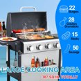 thumbnail image 6 of Furnibear 4 Burner BBQ Propane Gas Grill, Stainless Steel 34,200 BTU Patio Garden Barbecue Grill with 2 Foldable Shelves, Spice Rack, 6 of 9