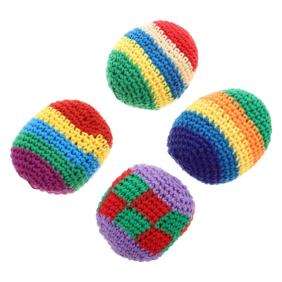 UPOUART 4Pcs Hand Knitted Multicolor Soft Bean Bags Crochet Juggling Balls Set for Playing