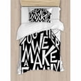 thumbnail image 3 of Family Duvet Cover Set Queen Size, Together We Make a Family Shaped as a House Stylized Lettering Hipster Design, Decorative 3 Piece Bedding Set with 2 Pillow Shams, Black and White, by Ambesonne, 3 of 3