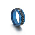 thumbnail image 1 of Anillo giratorio para hombre para aliviar la ansiedad - Acero inoxidable negro con incrustaciones de cadena de eslabones. Regalo de joyería. Tamaño: 52 mm de circunferencia. Diámetro: 16,5 mm., 1 of 4