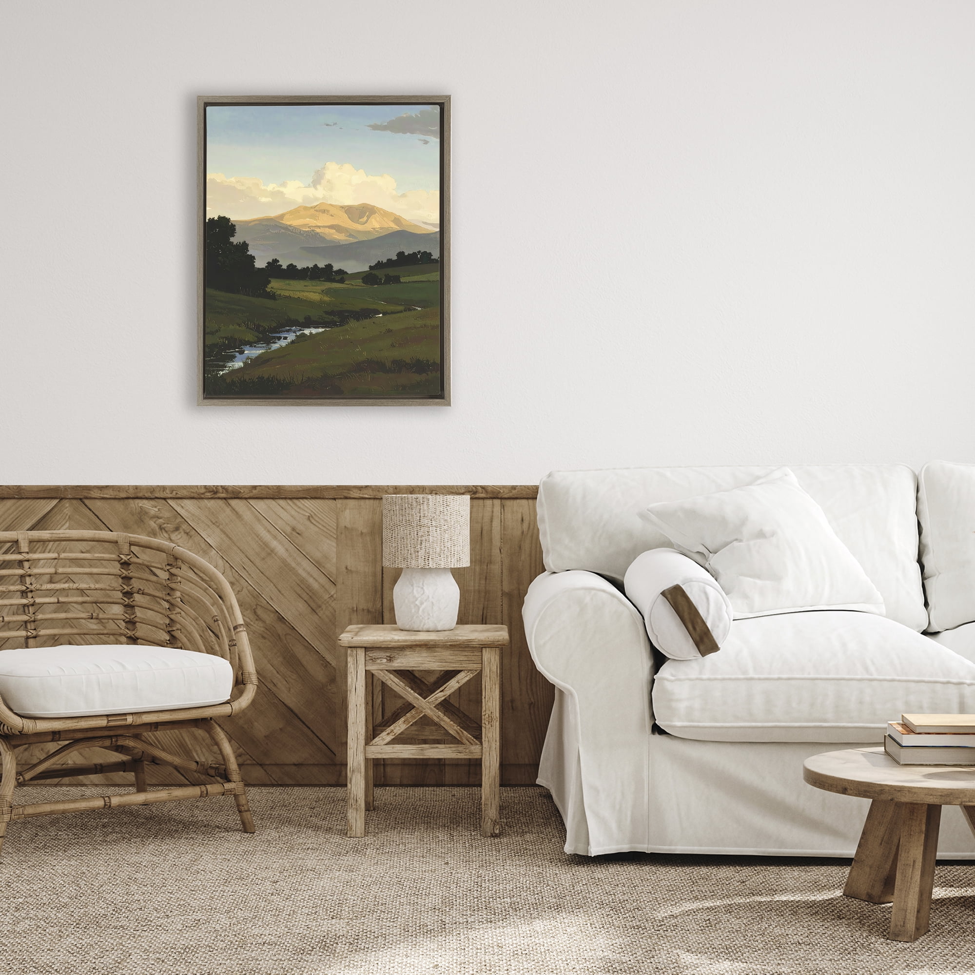 Stupell Industries Across The Valley Nature Brown Framed Floater Canvas Wall Art, design by Alonza Saunders
