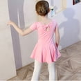 thumbnail image 4 of ‌LYMAYTER Girls Toddler Ballerina Leotard Tutu Skirt Short Sleeve Criss-Cross Back Party Wear‌ 3Y-11Y, 4 of 7