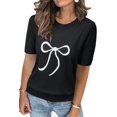 thumbnail image 1 of Arach&Cloz Women's V-Neck Short Sleeve Special Rib Knitted Pattern Casual Tops Sweater Spring Summer 2025, 1 of 7