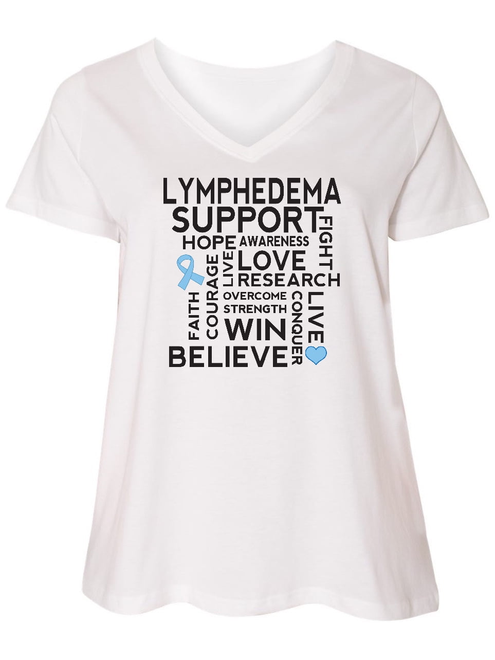 Inktastic Lymphedema Awareness Month Ribbon Womens Plus Size V Neck
