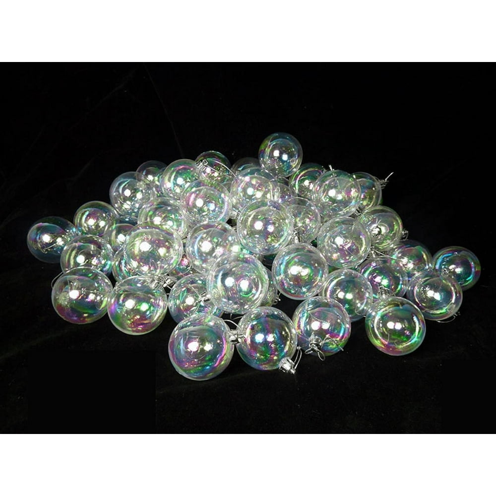 60ct Clear Iridescent Shatterproof Christmas Ball Ornaments 2.5" (60mm