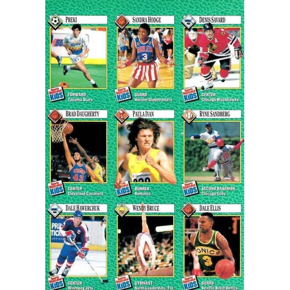 Ryne Sandberg Denis Savard Brad Daugherty Dale Hawerchuk 1990 Sports Illustrated for Kids 9 card sheet