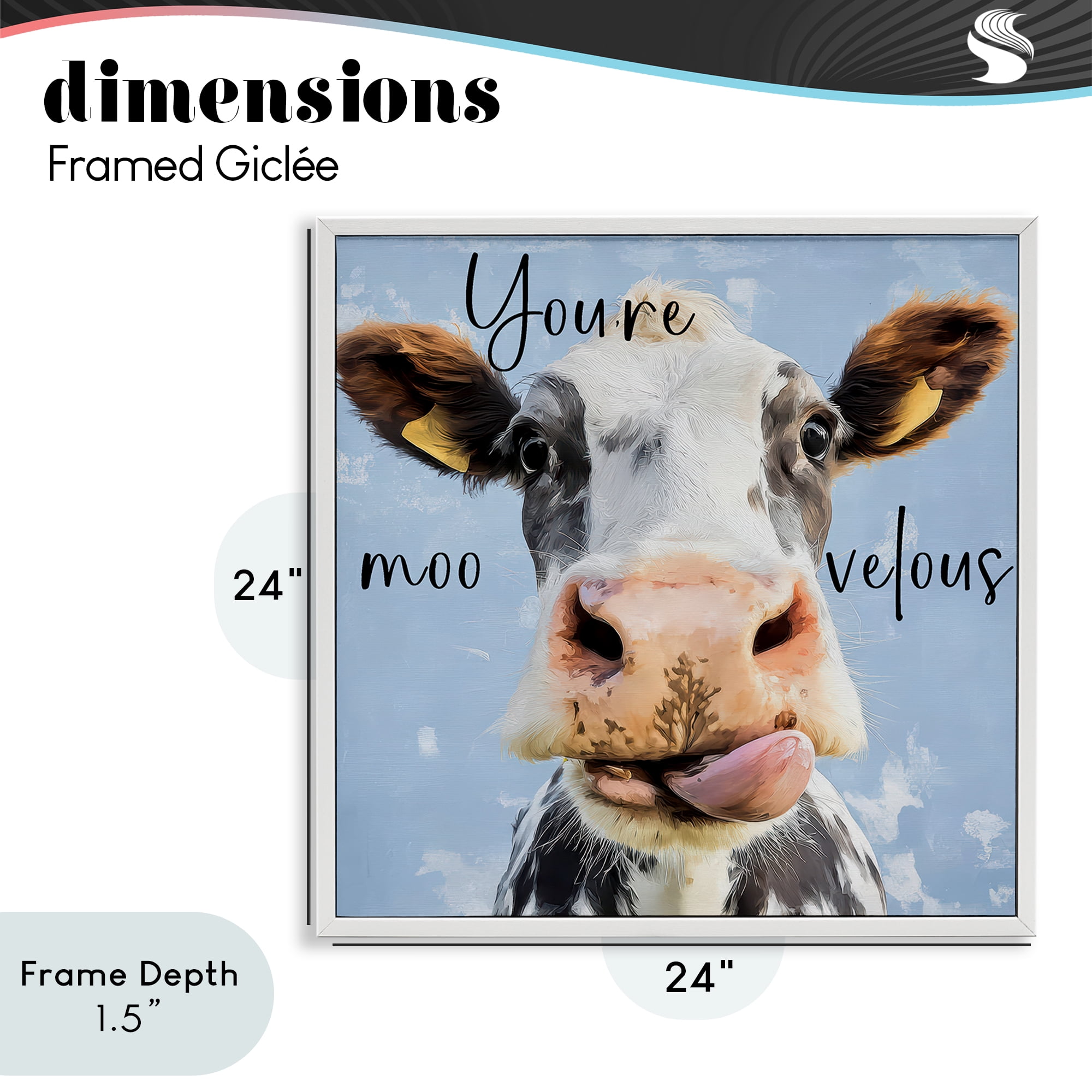 Stupell Industries You're Moo-velous Cow White Framed Giclee Art, design by Kim Curinga