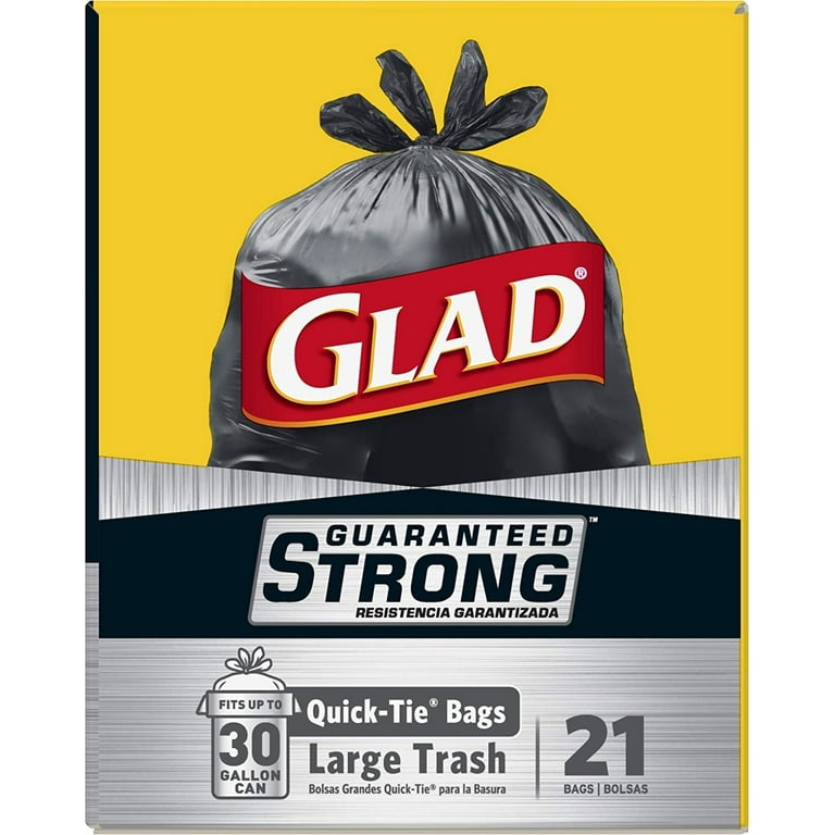 Glad Handle-Tie Recycling Bags, Blue, 30 Gallon, Trash Bags