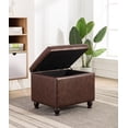 thumbnail image 5 of Wovenbyrd Maywood Large Rectangle Storage Ottoman, Hinged Lid, Dark Brown Leather, 1 Pack, 5 of 10