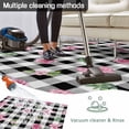 thumbnail image 5 of Valentine's Day Outdoor Rug 6x9 Ft - Reversible Patio Rug Outdoor Camping Rugs, Spring Roses Pink Bows Black White Plaid Indoor Outdoor Area Rugs, Non-Slip Outdoor Carpet Runner for Deck/Porch, 5 of 8