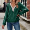 thumbnail image 4 of Ohufall Womens Tops, Women's Fashion Casual Spring Summer Long Sleeve V-Neck Blouses & Shirts Womens Fashion, 4 of 7