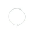 thumbnail image 1 of Mercie Bracelet Croix Horizontale en Argent Sterling Plaqué Rhodium, Bijoux Religieux Délicats pour Femmes, 1 of 7