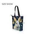 thumbnail image 7 of Zipper canvas bag large capacity large size practical handbag durable Canvas with leather material Cute Rabbit and Butterfly, 7 of 7