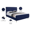 thumbnail image 4 of Meridian Furniture Zara Contemporary Navy Velvet Queen Bed, 4 of 7
