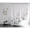 thumbnail image 4 of Floral Birds White British Style Fabric Shower Curtain 72x72 inches with 12 Hooks Shower Curtain Butterfly Fabric Bathroom Curtain Washable Quick-Drying, 4 of 6