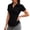 Black, variant on BODOAO Women's Short Sleeve Button Down Shirts Slim Fit Work Blouse Pack Ruched Business Casual Collared Office Tops Plain Tee Dress Shirts Uniform Black L