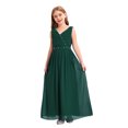 thumbnail image 1 of Miaeowve Robe de Demoiselle d'Honneur pour Fille Sans Manches en Mousseline Perlée, Robe de Demoiselle d'Honneur Junior, Robe de Fête de Mariage pour Filles, Vert Armée 6, 1 of 7