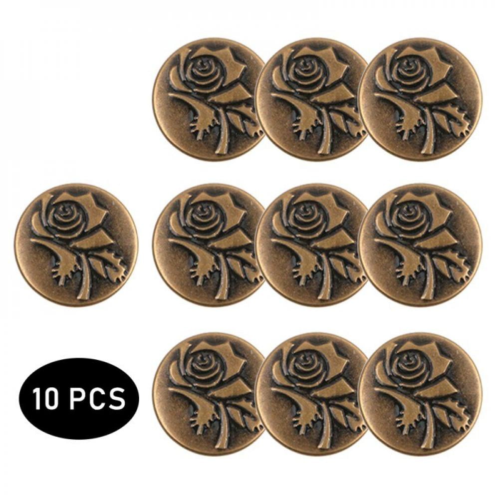 Pack of 10 Daisy Flower Button Antique Brass Finish FREE US SHIPPING 5/8 inch 