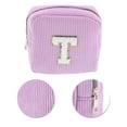 thumbnail image 4 of Unique Bargains 1 Pc Letter t Pattern Makeup Bag for Travel Pink Purple Corduroy, 4 of 6