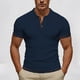 thumbnail image 1 of Blusa y camisa de manga corta con cuello vuelto para hombre, camiseta informal de moda con botones y retazos de cuello redondo y manga corta para hombre., 1 of 8