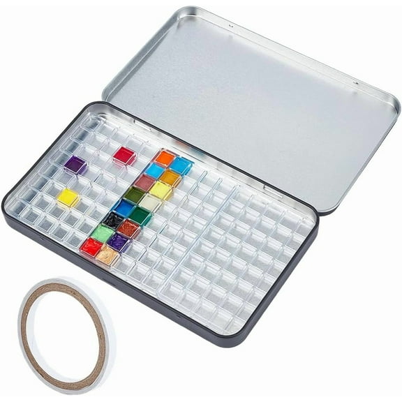 120 Grids Empty Watercolor Palette Metal Watercolor Tins Paint Tray Palette Box Travel Painting Case Holder