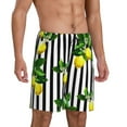 thumbnail image 2 of Naloa Lemons on Striped Men's Short Pajama Pants, Lounge Comfort Shorts with Elasticized Waistband and Side Pockets - 3X-Large, 2 of 9