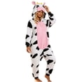 thumbnail image 2 of Caywon Adult Cow Onesie Costume, Hooded Animal Kigurumi Pajamas with Front Zipper, Funny Cow Print One Piece Outfit for Halloween Party and Cozy Lounge Wear, 2 of 5