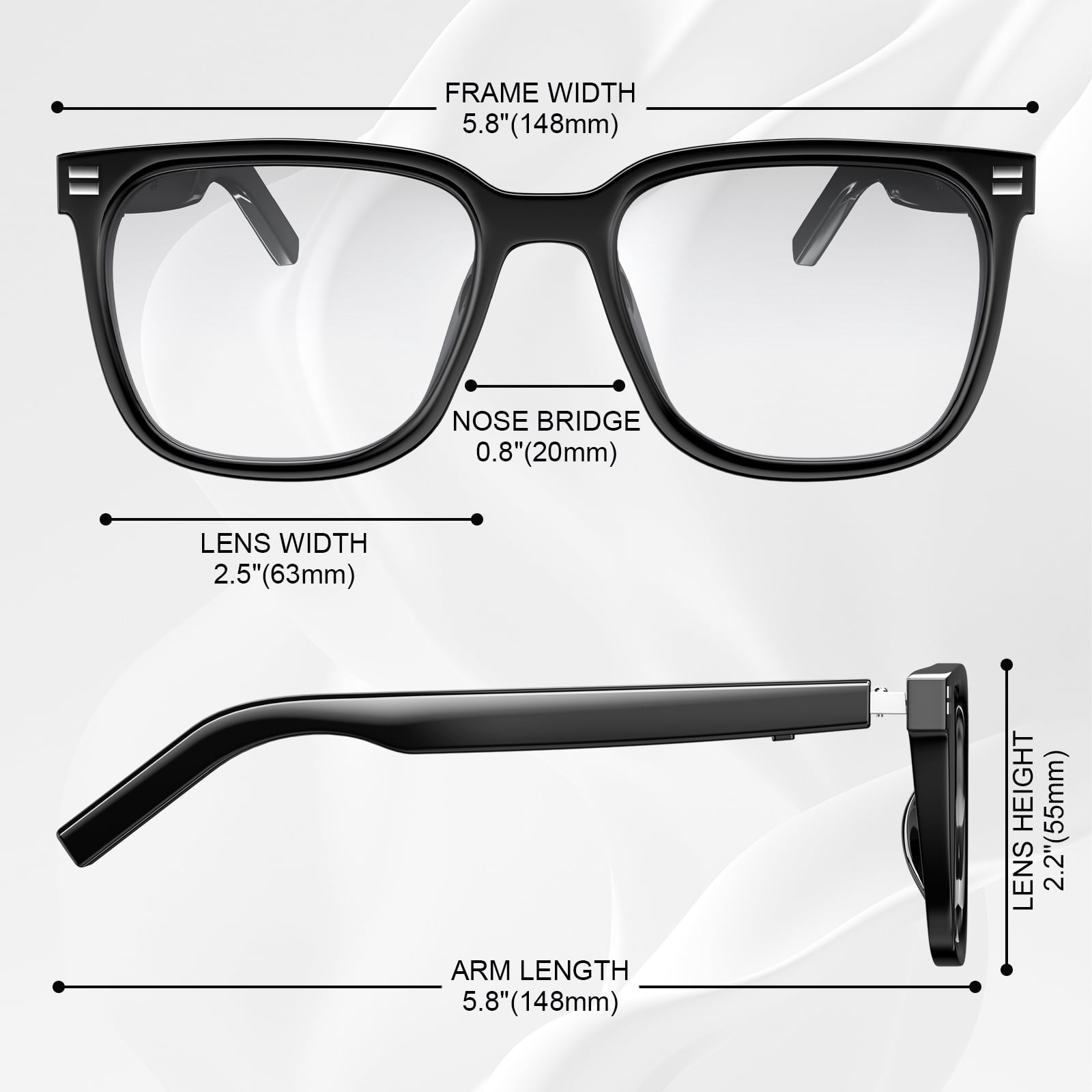 Ai Smart Glasses for Men&Women-Bluetooth Music Sunglasses-Anti-Blue Light Audio Eyewear with Music Play/Hands-Free Calling,Multifunctional Headphones Glasses  for Working&Driving