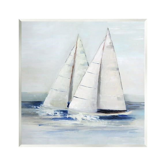 Stupell Industries Sailboats Coastal Waves Splashing Coastal Painting Unframed Art Print Wall Art