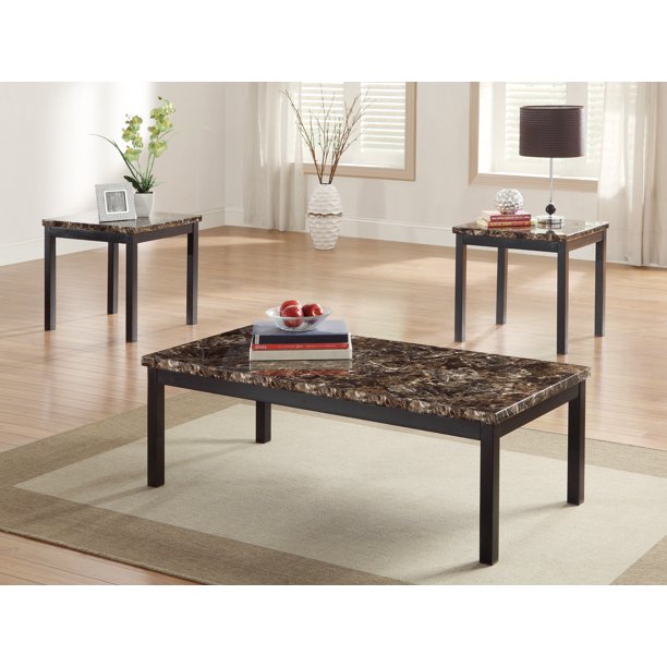 3 Piece Faux Marble Occasional Table Set : set of faux marble top living room tables | Ashley ... - This versatile accent table group includes a rectangular coffee table and two matching end tables that make a stylish.