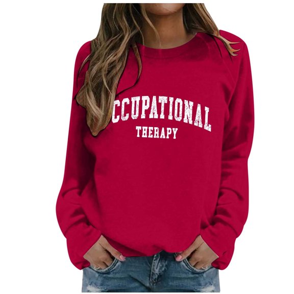 Women'S Sweatshirt Womens Long Sleeve Sweatshirt Womens Pullover Red Crewneck Trendy Winter Clothes for Womens Fashion