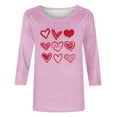 thumbnail image 4 of Avrnliq Womens Pink Heart Print Valentine's Day Top Romantic Cute Festive Outfit for Date Night Valentine Party Holiday Casual Wear,Size 2XL, 4 of 5