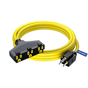 Extension Cord 10 Feet SJTW Extension Cord with Multiple Outlets 14 Gauge (Yellow) ETL Listed