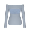 thumbnail image 4 of Fall Tops Women 2024 Trendy Boho Plus Size Sweatshirt Clearance Summer Cold Shoulder Solid Long Sleeve Casual Sweatshirt, 4 of 5