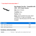 thumbnail image 2 of Rear Bumper Face Bar - Compatible with 2005 - 2015 Toyota Tacoma 2006 2007 2008 2009 2010 2011 2012 2013 2014, 2 of 2