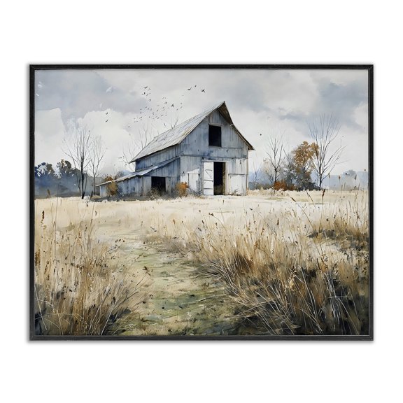 Stupell Industries Farmhouse Old Blue Barn in Farmland Black Framed Giclee Art, 14 x 11, by Franklyn Gregory