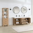 thumbnail image 4 of Leon 72" Double Vanity in Fir Wood Brown with Lightning White Composite & Mirror, 4 of 15