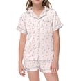 thumbnail image 1 of 2025 Girls Outfits&Set 2 Piece Set Pajama 7/8 Outfit Set Summer for Children Graphic Clothe Size 7-8 Outfit Set Print Short Sleeve Button Top and Pant Set Shirt, 1 of 3