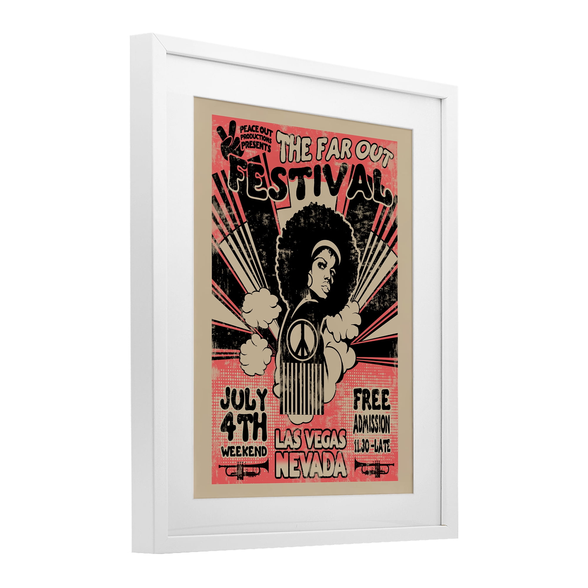 Stupell Industries Retro Far Out Festival Poster White Framed Print Under Glass, design by Ali Chris
