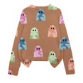 thumbnail image 3 of YVNAURA Women’s Funny Pumpkin Graphic Knitted Pullover Sweater Crewneck Outfit Cozy Warm Fall Winter Spooky Season Top Casual Halloween Daily Wear 1 Pack, Khaki,XXL, 3 of 7