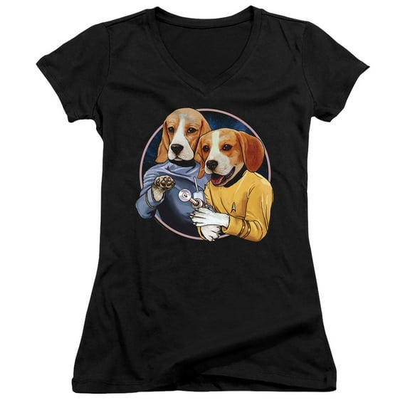 Star Trek Trek Dogs Junior Women's V-Neck T-Shirt Black