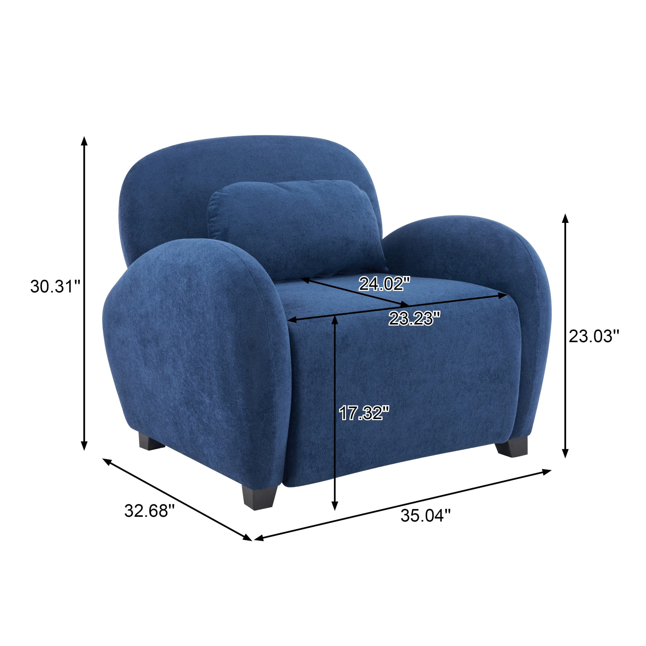Christopher Knight Home 35" Modern Velvet Accent Armchair with Lumbar Pillow, Rubberwood Legs, Blue