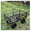 thumbnail image 4 of Garden Cart with Solid Wheels - Heavy Duty Utility Wagon for Yard, Farm & Home - Black & Yellow Tool Cart - Firewood, Debris & Fertilizer Transport, 4 of 9